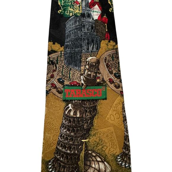 Tabasco Italy Leaning Tower Of Pisa Vintage Novelty Necktie 100% Silk - Picture 4 of 7